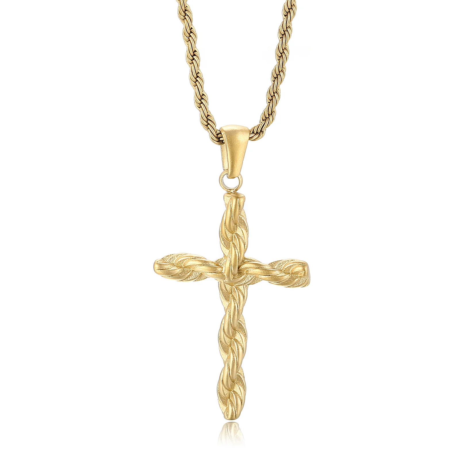 

Twisted Rope Chain Cross Pendant Men Women Stainless Steel Jewelry