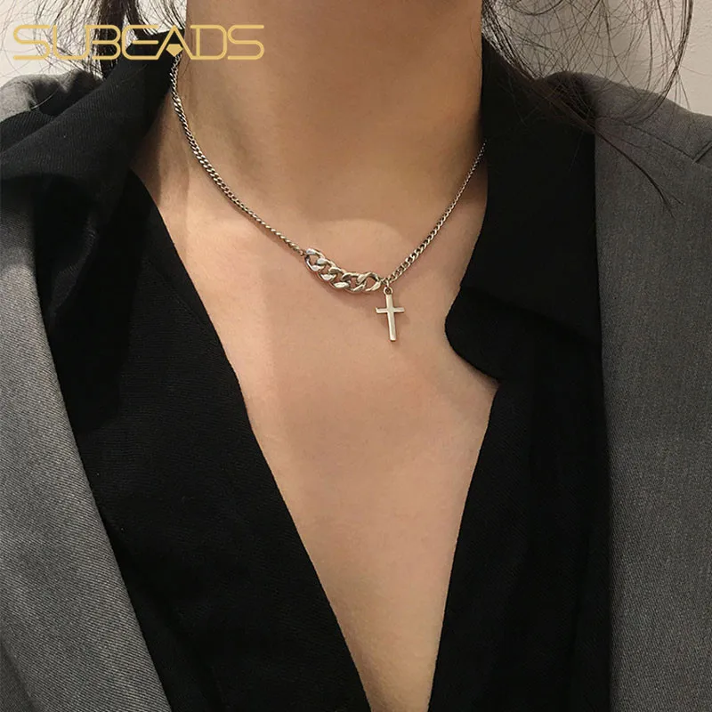 

Ожерелье Subeads из стерлингового серебра 925 пробы с подвеской-крестом для женщин и мужчин, цепочка-чокер, регулируемое ожерелье, Изящные Ювели...