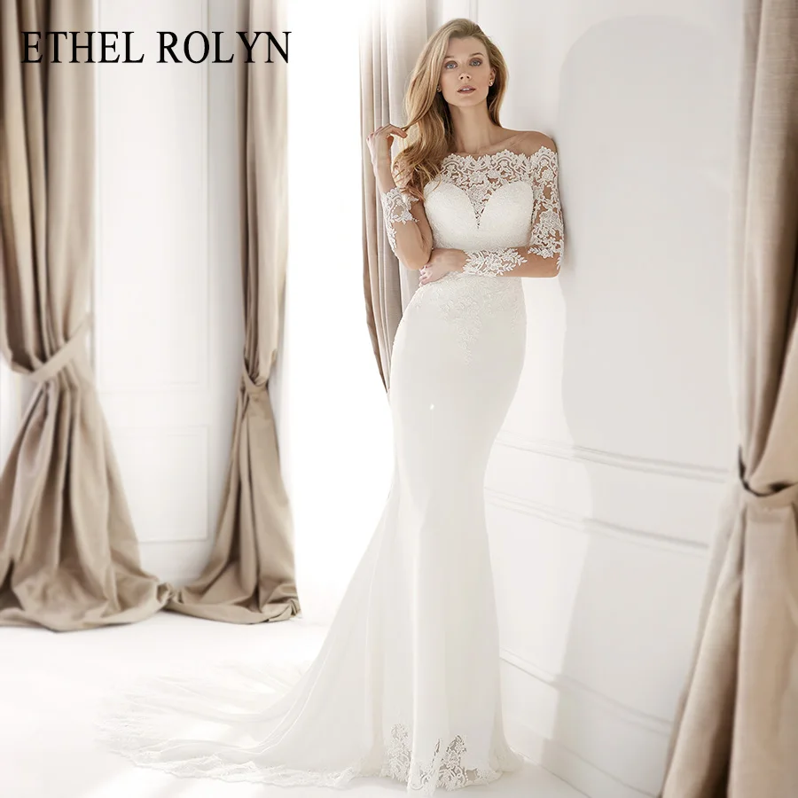 Женское атласное платье Русалка ETHEL ROLYN мягкое свадебное с длинным рукавом