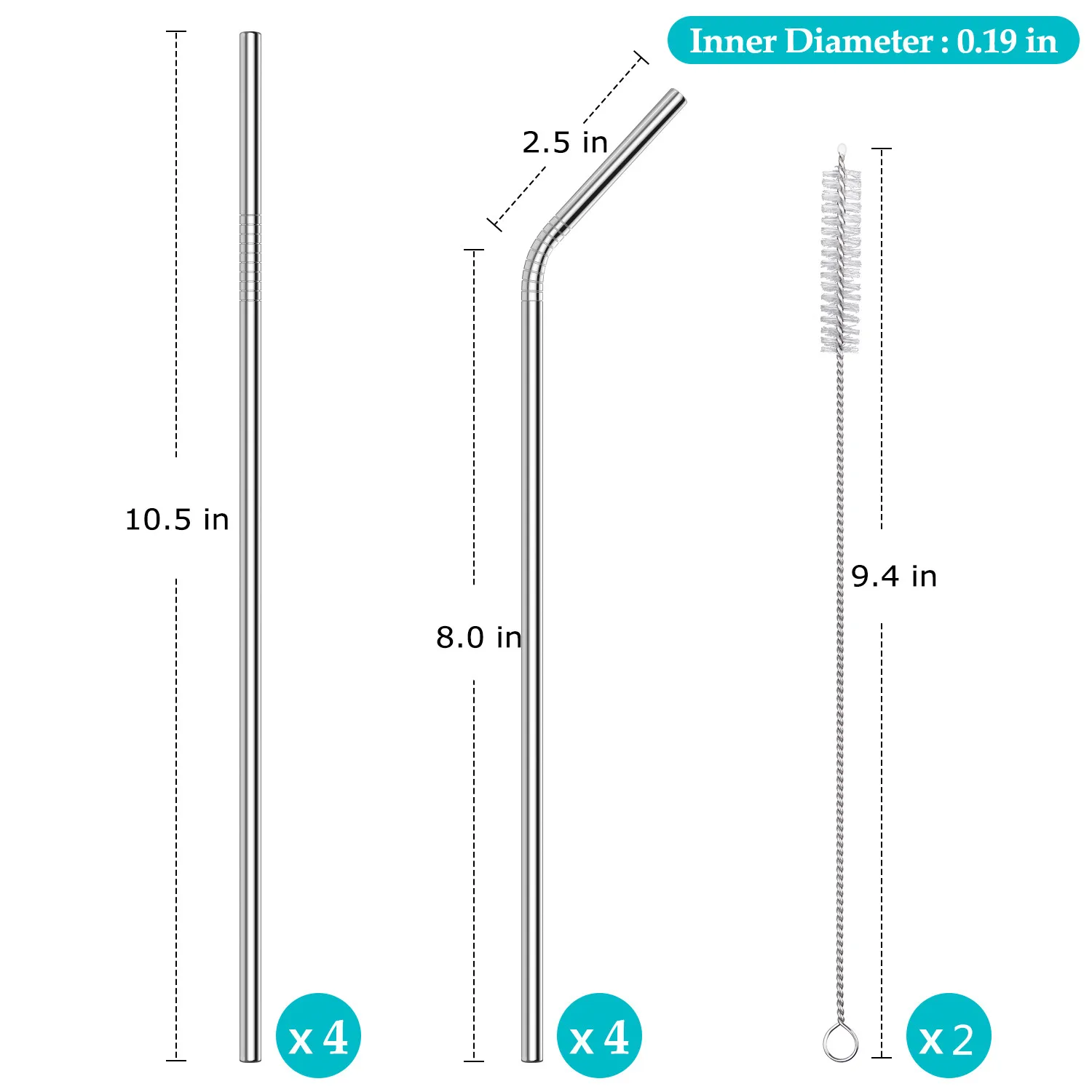 8 шт. трубочки для питья из нержавеющей стали | Дом и сад