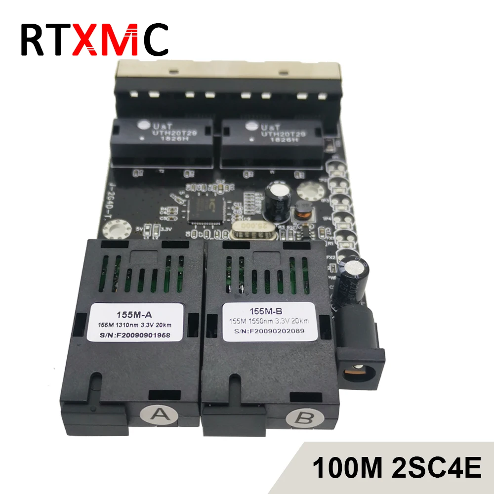 Черная доска 2SC4E100M быстро Erhetnet 2F4E 10/100M Ethernet коммутатор 2 волокна Порты и разъёмы SC