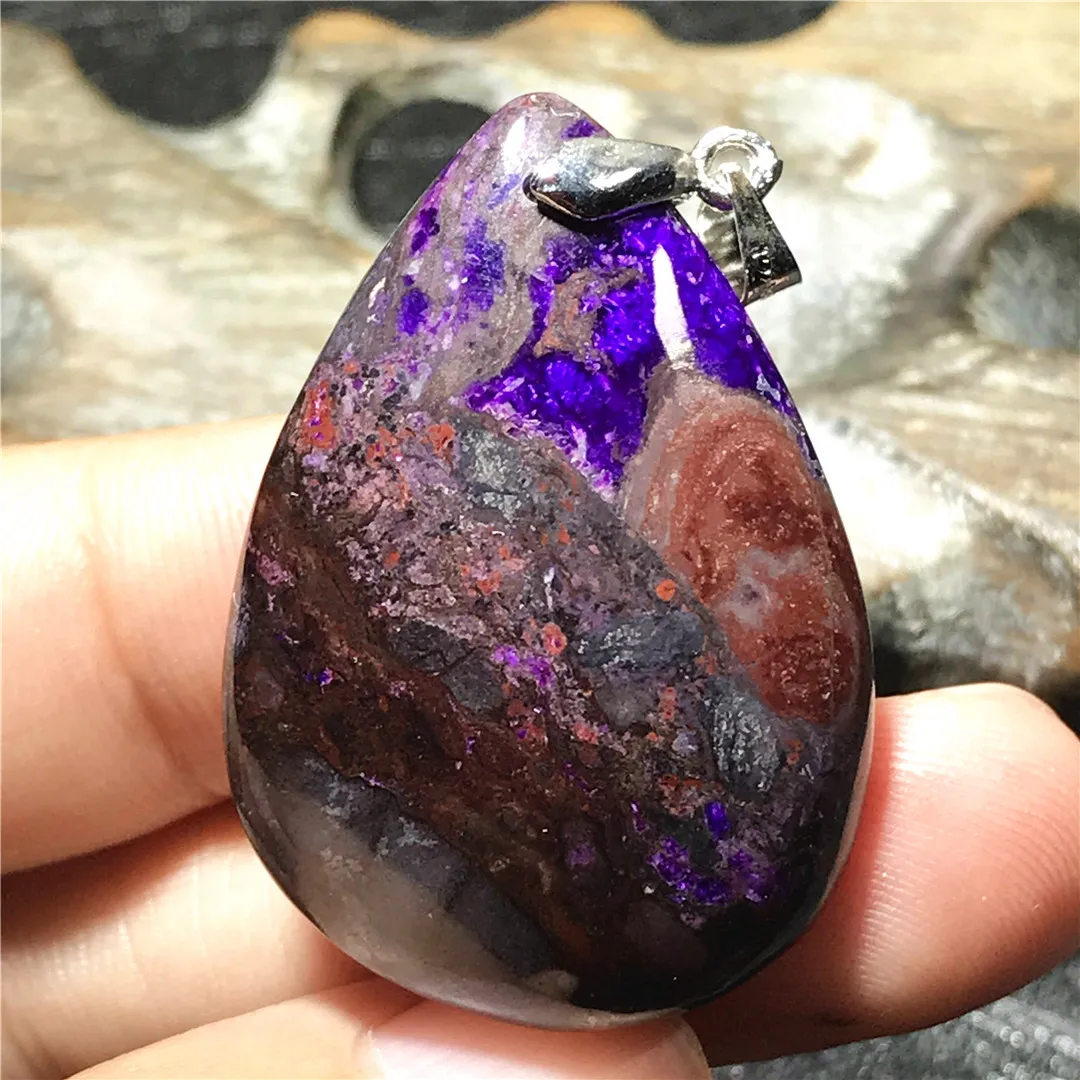 

Топ из натурального Королевский Фиолетовый сугилит кулон ювелирные изделия для женщин и мужчин, исцеление с украшением в виде кристаллов ...