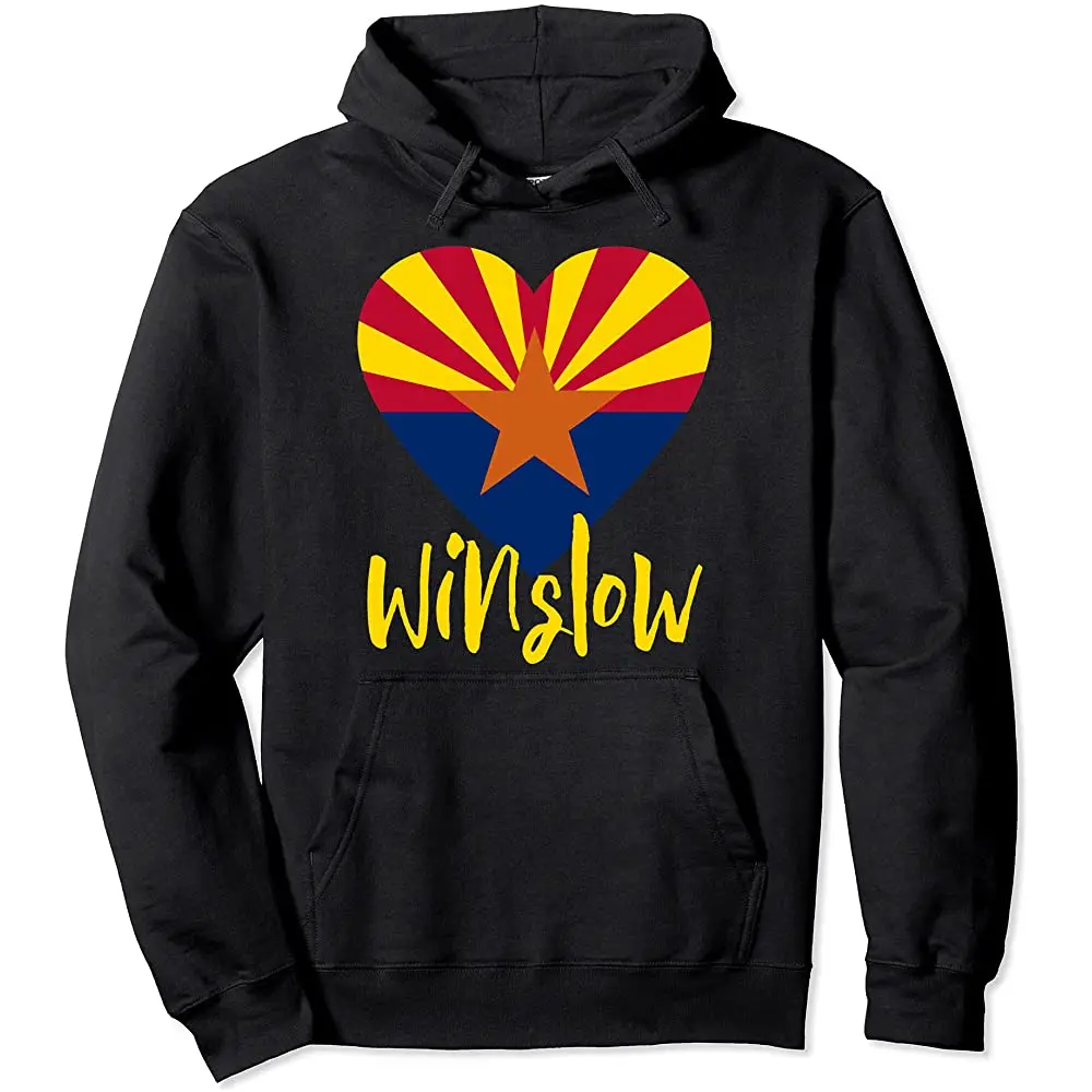 I Love Winslow Arizona AZ State Flag Heart Route 66 Pullover Hoodie