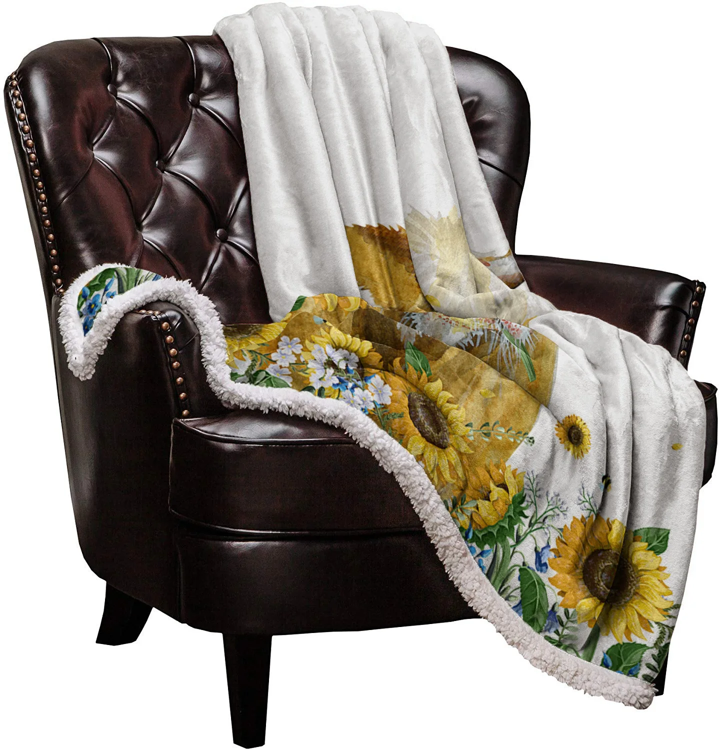 Одеяло кашемировое в американском стиле с подсолнухом толстое теплое домашнее