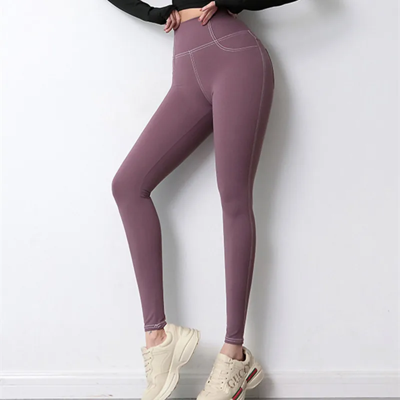 Top women's yoga pants high waist stretch hip leggings tight simulation jeans fitness running slim quick-drying sweatpants