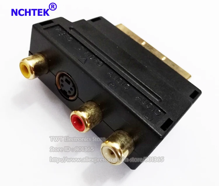 NCHTEK позолоченный RGB SCART штекер на 3 RCA гнездо и S видео разъем A/V адаптер/бесплатная