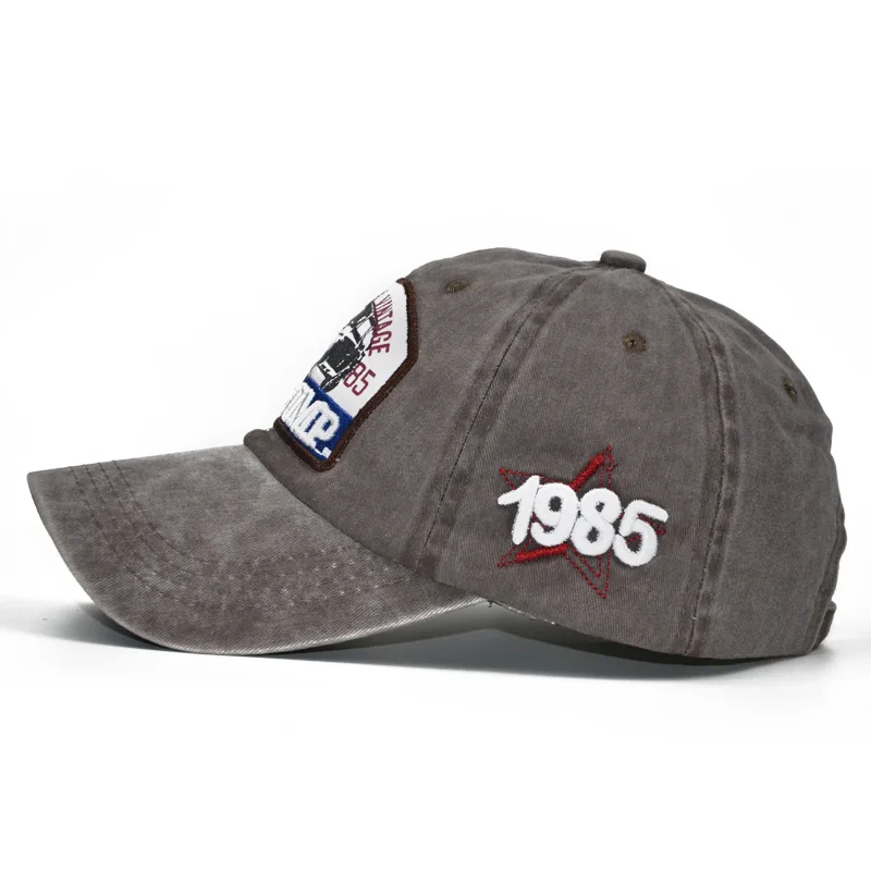 Embroidered Letters JUMP1985 Denim Old Washed Baseball Cap Ladies Wild Bones Daddy Men's Hip Hop Skully | Аксессуары для