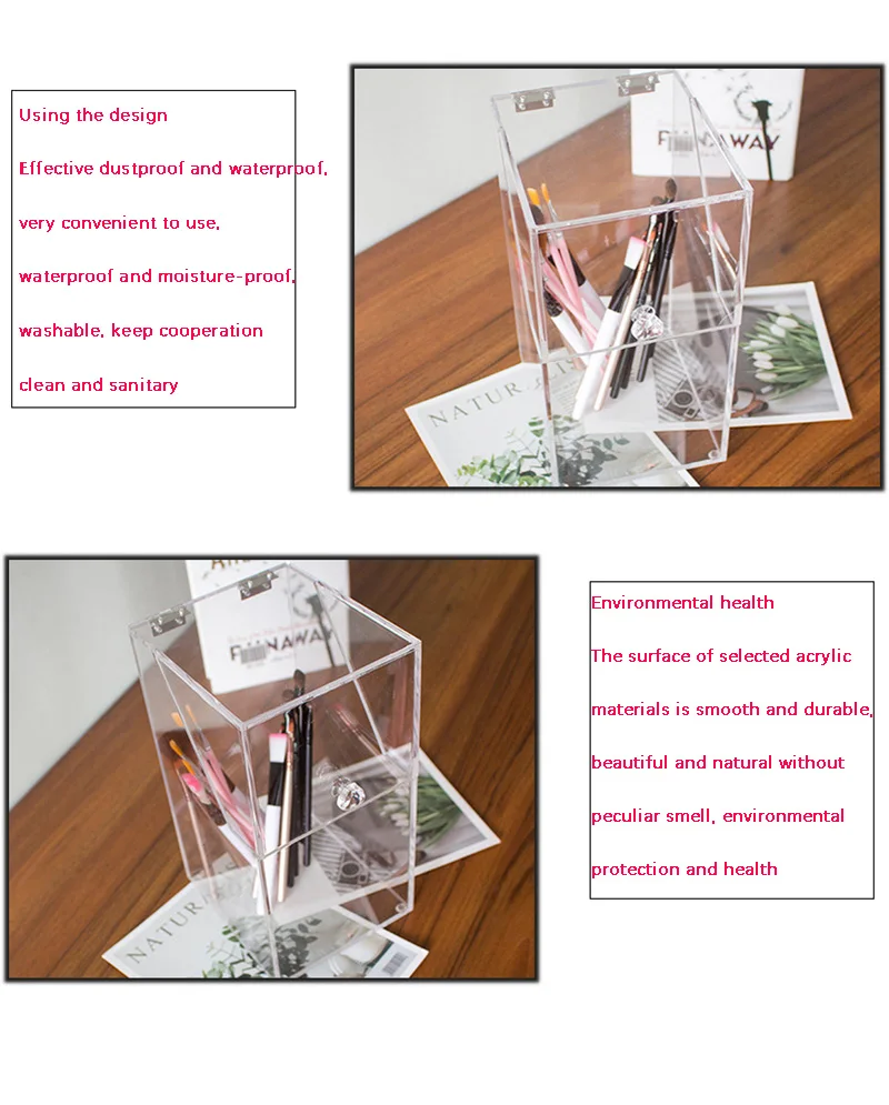 Акриловая подставка для разных мелочей ватные диски снятия макияжа коробка