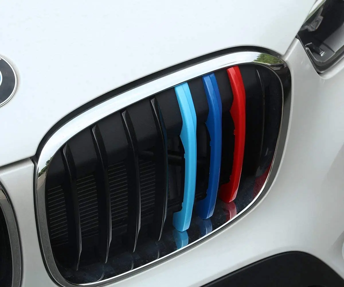 

ABS Front Grill Trim Cover Decoration Sport Stripes Emblems For BMW X1 F48 2016 2017