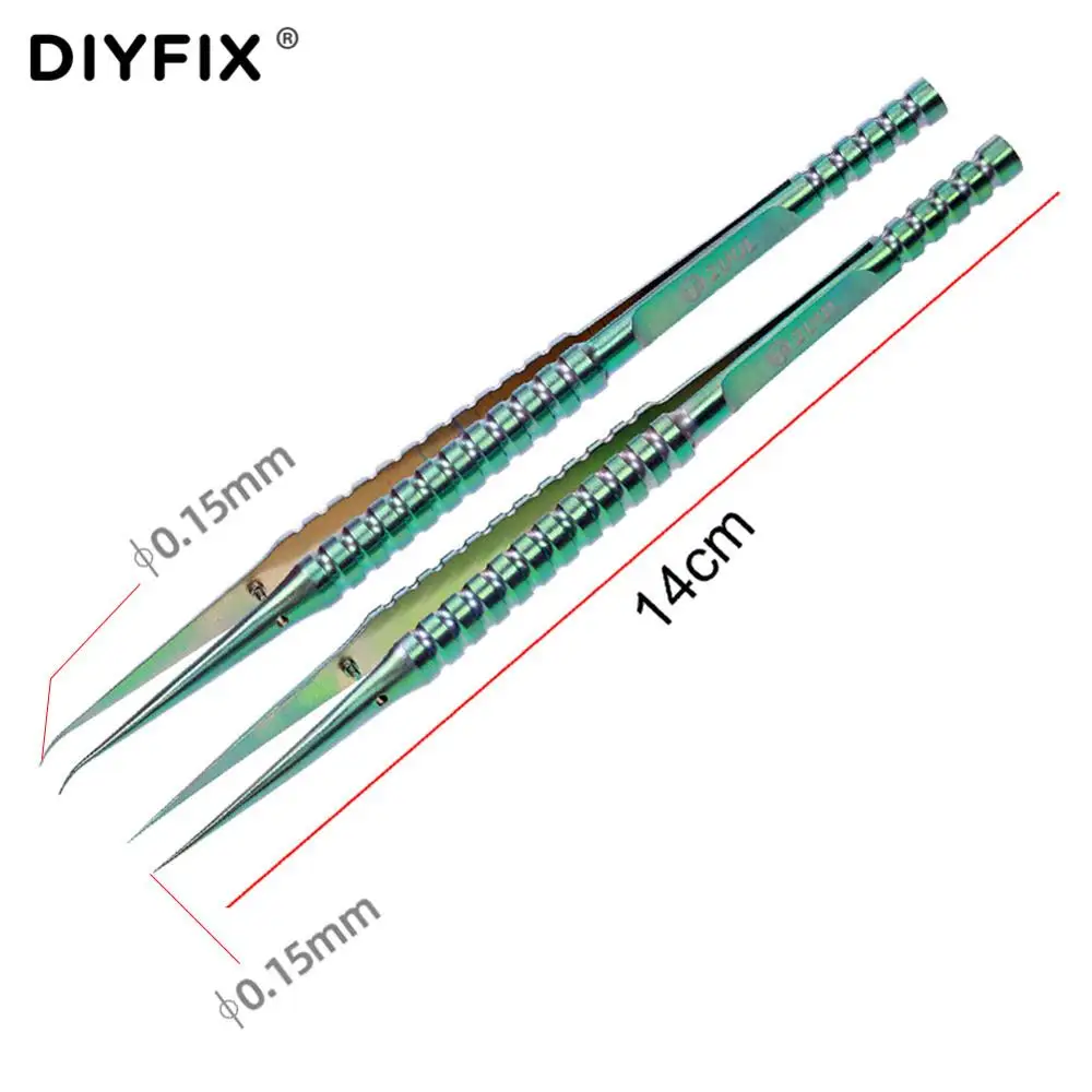 Пинцет DIYFIX 2UUL изогнутый прямой из титанового сплава для прецизионной