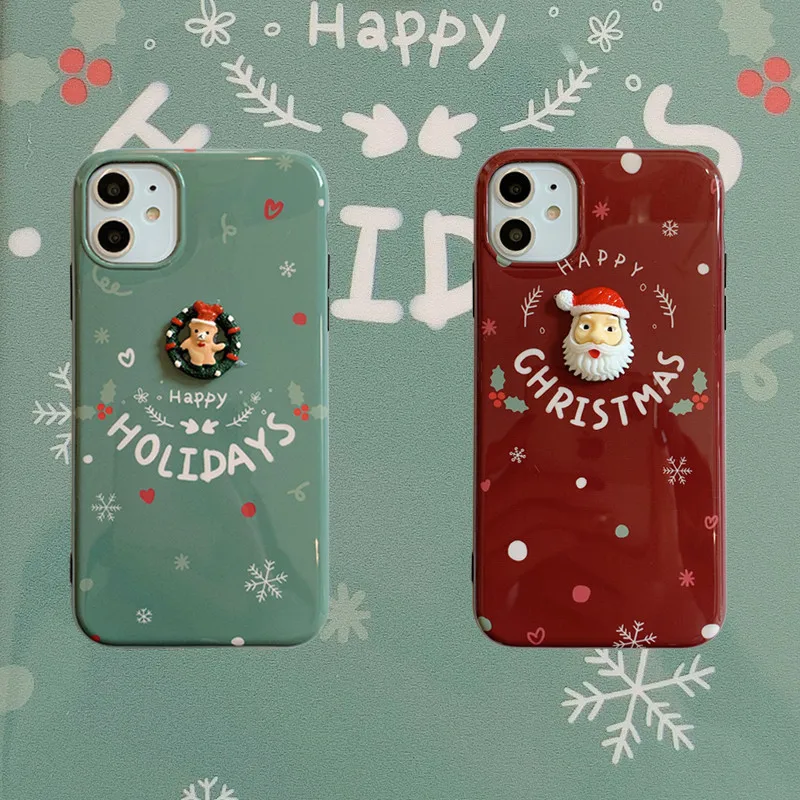 3D Happy Santa Claus Christmas Phone Case For iPhone 11 Pro MAX XR Silicone Matte Back Cover X XS Max 7 8 Plus |