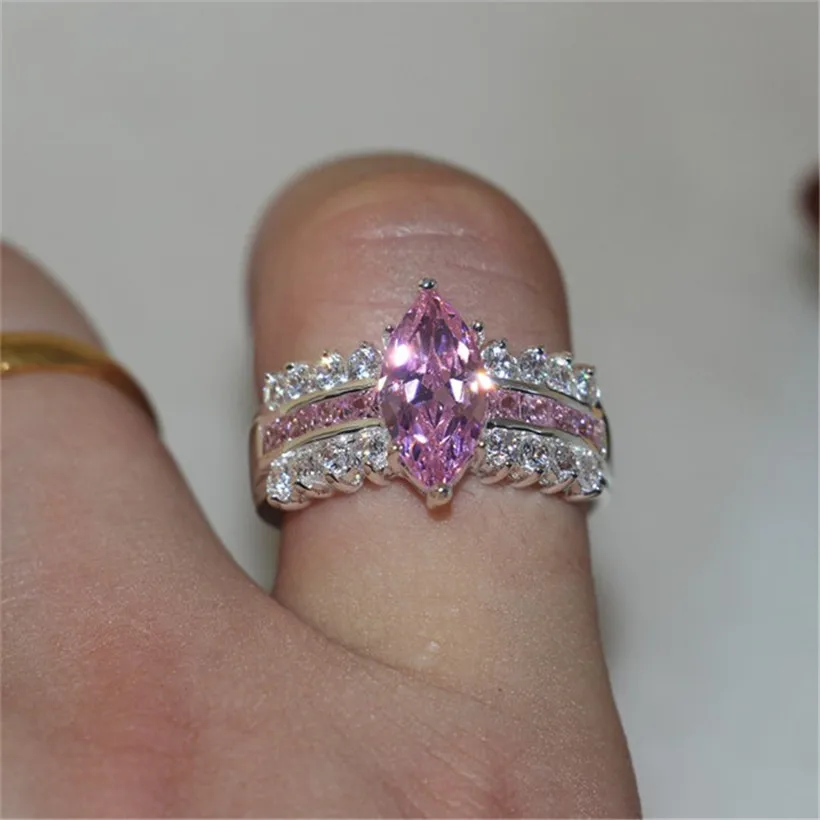Большая распродажа роскошное розовое свадебное кольцо с маркизой 3 карата
