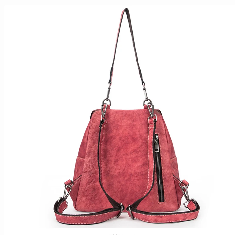 Рюкзак женский из натуральной кожи ранец на плечо для девушек цветная Сумочка с