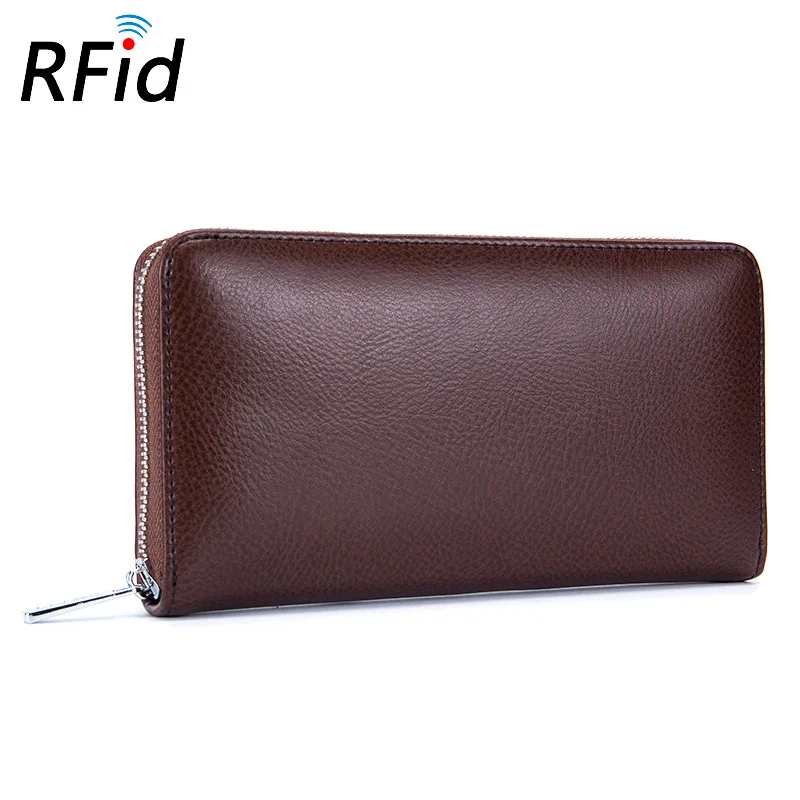 Rfid Кожаный Кошелек на молнии для деловых женщин, кредитный ID держатель для карт, дорожная защита, держатель для карт, банковский держатель для карт, кошелек для карт - Цвет: Coffee 1