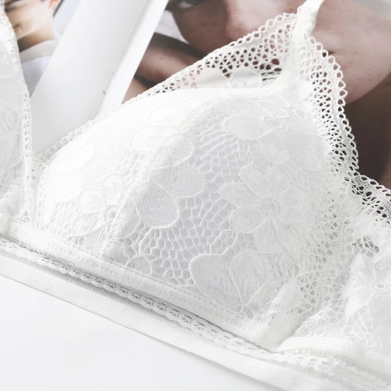 

Floral Lace Bras For Women Bralette Sexy Lingerie Push Up Bra Deep V Female Brassiere Beauty Back Wire Free Thin Lace Underwear