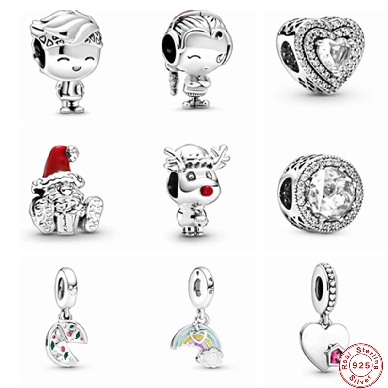 

MC Genuine 925 Silver Bracelets For Women Princess Dog Heart Angel Eyes Duck Pendant Beads Fit Pandora DIY Jewelry Berloque HOT