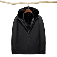 2020 short hooded black real fur parkas for men winter warm natural fur lined clothing top quality business formal casual jacket