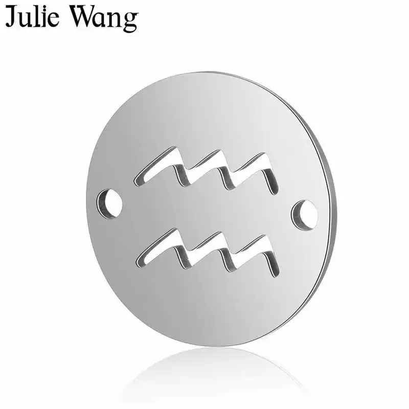 Julie Wang 12 шт./компл. созвездия зодиака соединители из нержавеющей стали модное