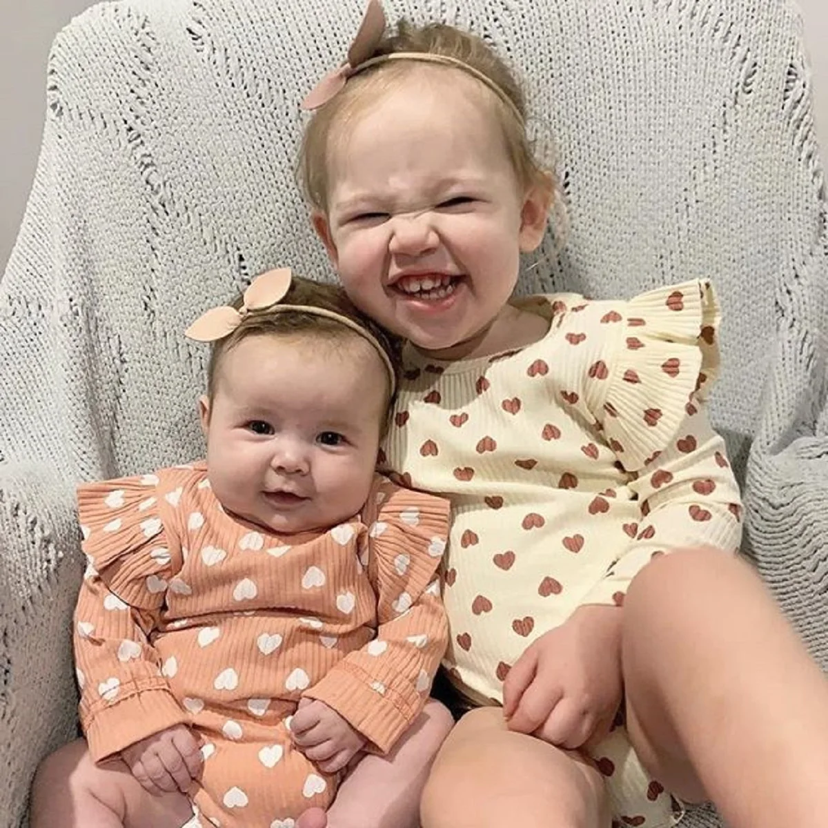 

Spring Autumn Baby Girls Ribbed Clothes Girl Ruffle Hearts Jumpsuit Newborn Fly Long Sleeve Bodysuit Kids Outfit Baby Clothing