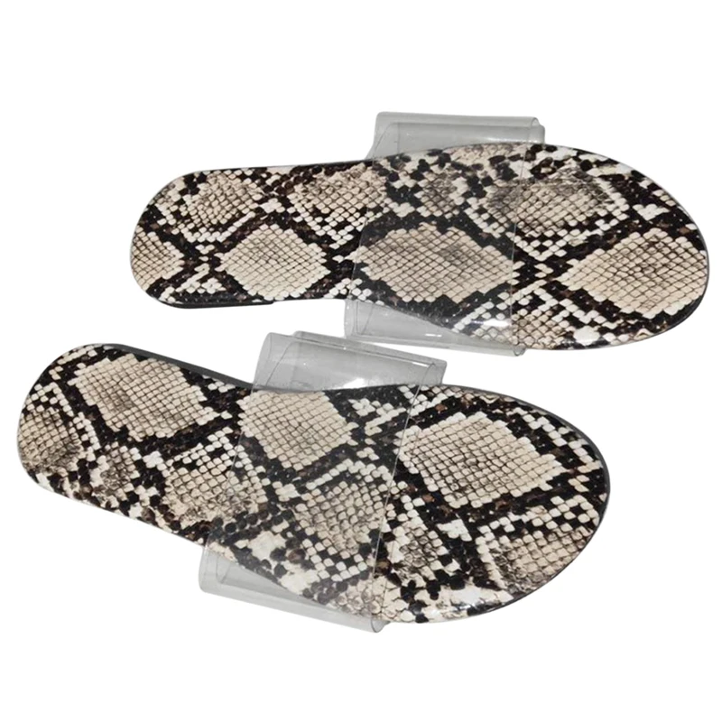

Women Slippers 2020 Transparent Summer Sandals Women Shoes Snake Print Female Slides Flat Slippers Women Outdoor Shoes