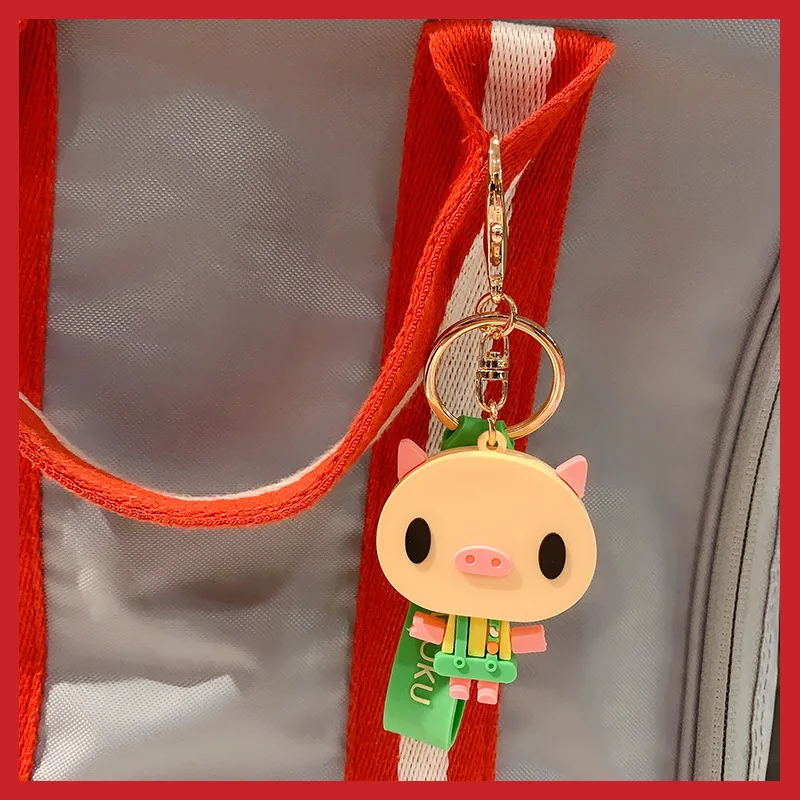 

New Style Cute Cartoon Bat Key Chain Pvc Piglet Exquisite Backpack Pendant Keychain Delicacy Carkey Decoration Keyring Gift