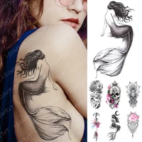 waterproof temporary tattoo sticker moon sea mermaid flash tattoos flowers skull mandala body art arm fake tatoo women men