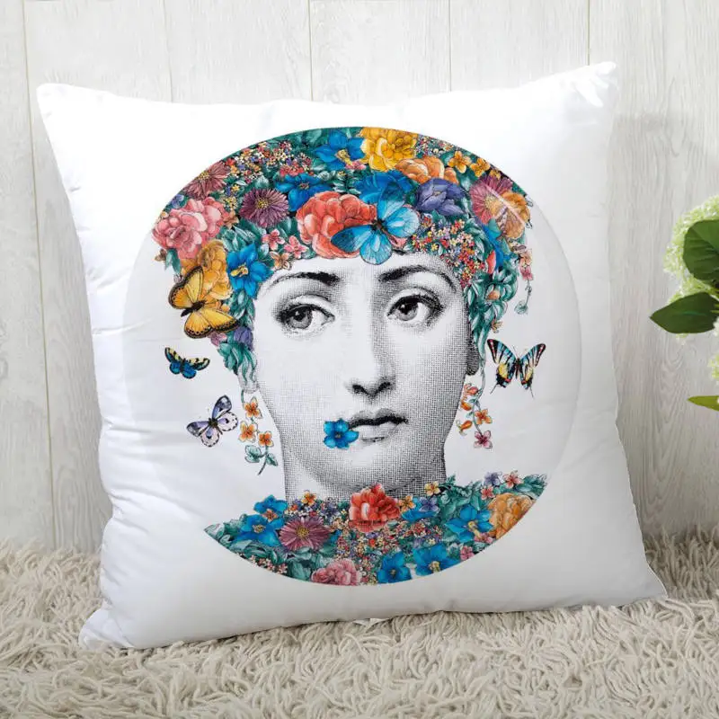 4 Наволочки на заказ итальянские-Fornasetti-серия Art Woman Face квадратная Наволочка на молнии наволочка 40*40 см, 45*45 см(одна сторона - Цвет: 4