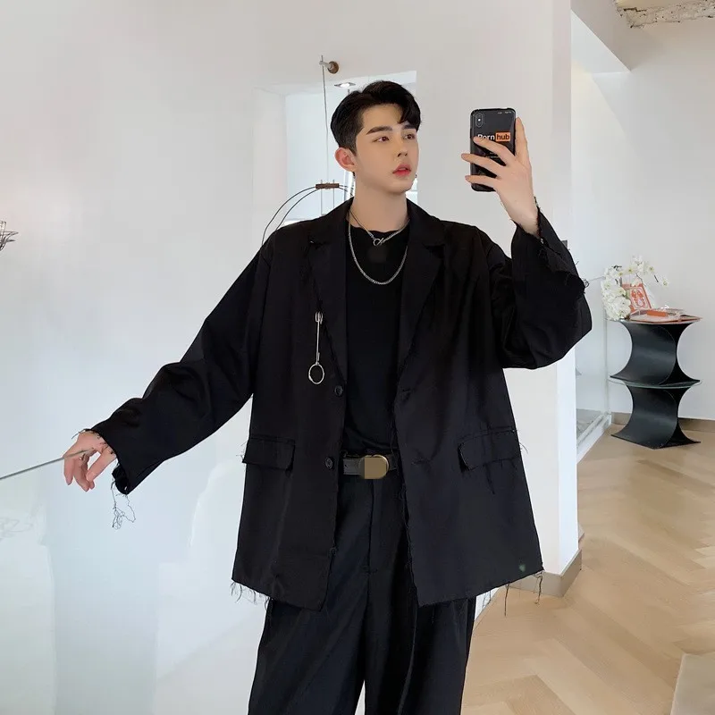 Дизайнерский повседневный мужской блейзер осень 2020 свободный пиджак с