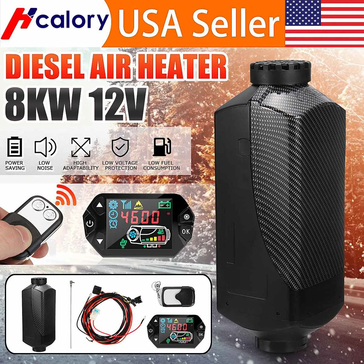 HCalory 12V 8kw Lite Черный Новый ЖК-дисплей переключатель односторонний пульт