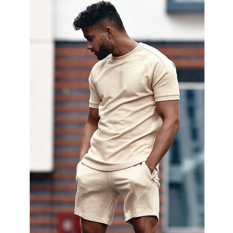 

Men's Athletic Shirts and Shorts Outfits Short Sleeve Activewear Sports Set Summer Casual Tracksuit