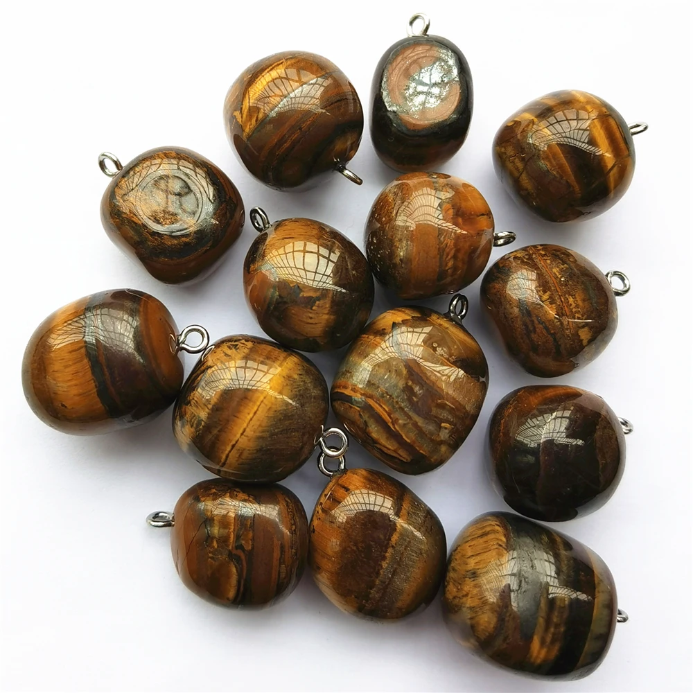 

New Fashion Natural Stone Pendants Charms High Quality Irregular Tiger Eye Necklace for Women Jewelry Making Dropshipping 10pcs