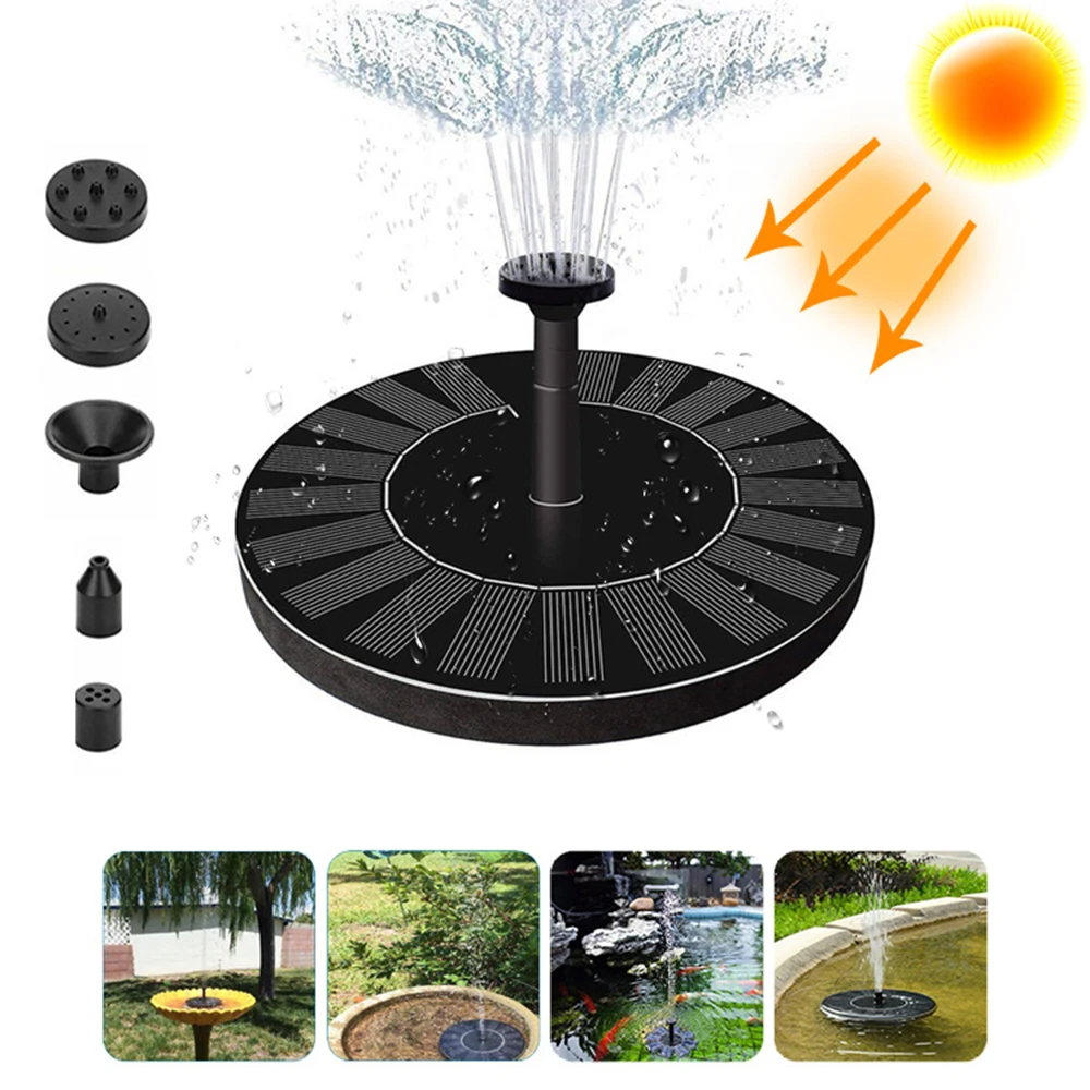

Solar Powered Water Fountain Pump Birdbath Free Standing Floating Landscape Decor for Garden Pond Fish Tank Outdoor and Aquarium
