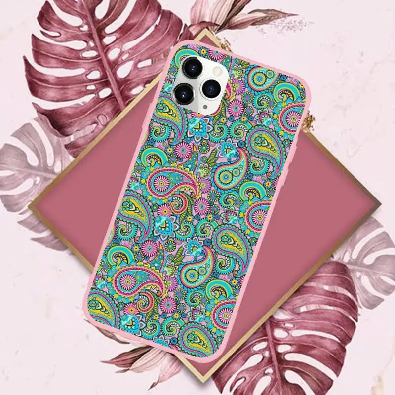 

Paisley Patterned African elements Phone Case Candy Color for iPhone 6 7 8 11 12 s mini pro X XS XR MAX Plus