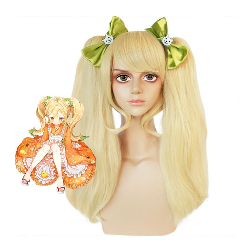 

Saionji Hiyoko Blonde Ponytails Wig With Headwear Cosplay Costume Dangan Ronpa Heat Resistant Hair Danganronpa Women Wigs