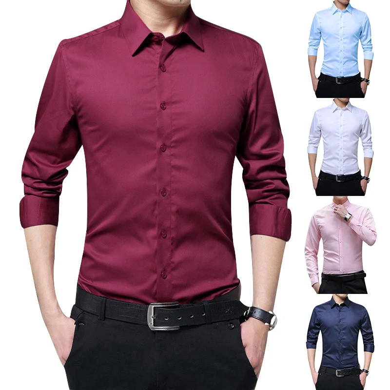 

New Men's Pure Cotton Shirt Fashion Long Sleeve Shirts Slim Fit Business Formal Shirts for Casual High Quality
