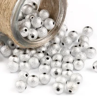 50100200500pcs 4 6 8 10 12mm silver color round acrylic spacer beads frosted ball end seed beads for bracelet jewelry making