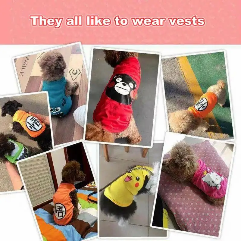 Pet Dog Clothes Cute Cartoon Casual Vests Small Clothing For Small Dogs
