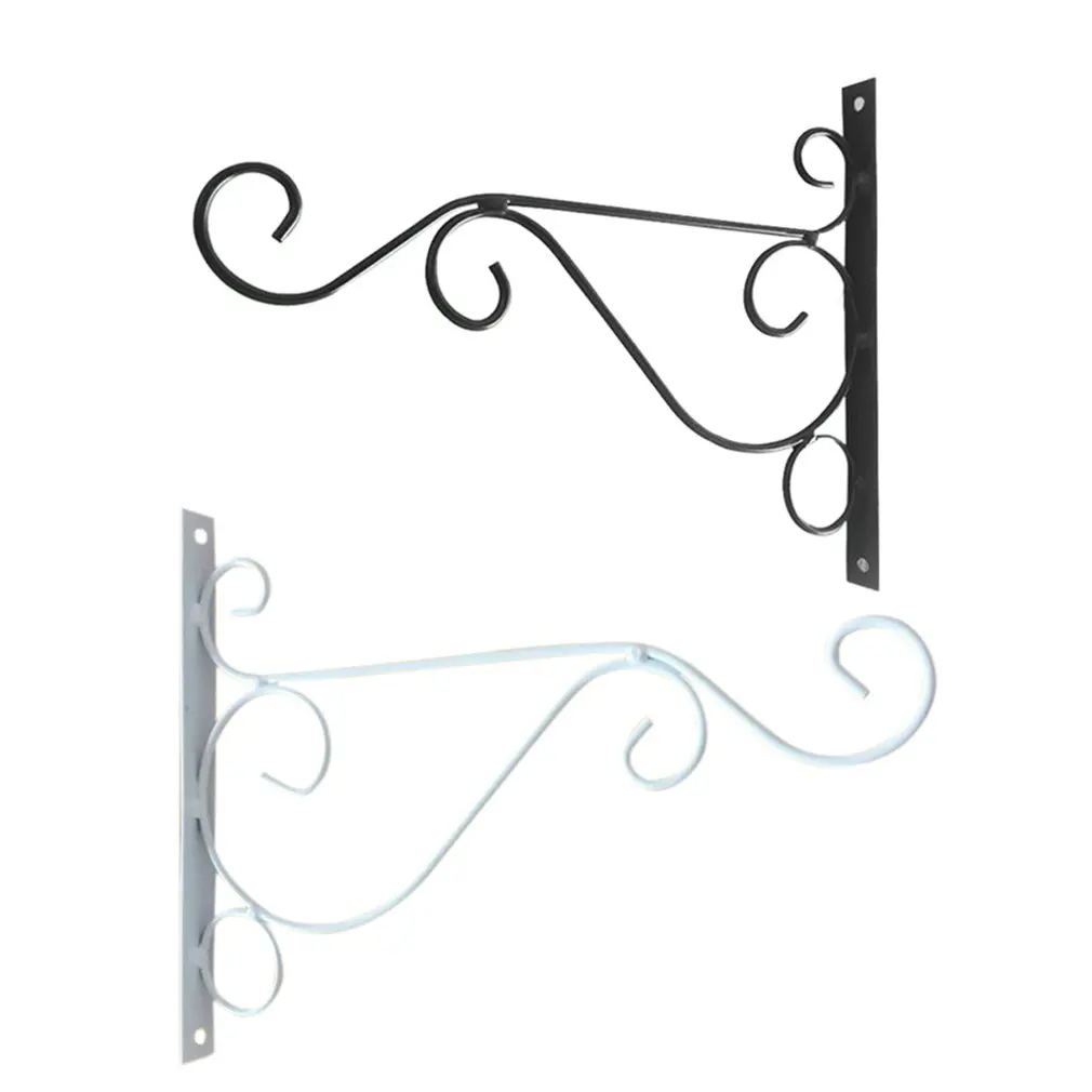 Bold Wrought Iron Flower Stand Wall Hanging Brackets Hooks Frame Hook Basket Bracket Pot | Дом и сад