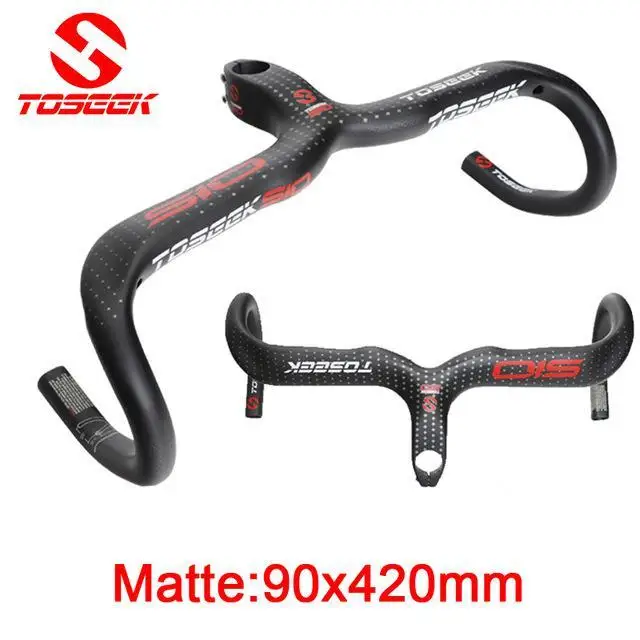 Toseek Vollcarbon Lenker Rennrad Bent Bar Manillar Integrado Del Manillar De La Bicicleta Brillante/mate Bike Teile - Цвет: Matte 90 x 420