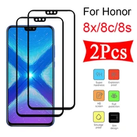 2pcs protective glass on for huawei honor 8x 8c 8s temper glas screen protector huawey huawai 8 x c s full cover protection film