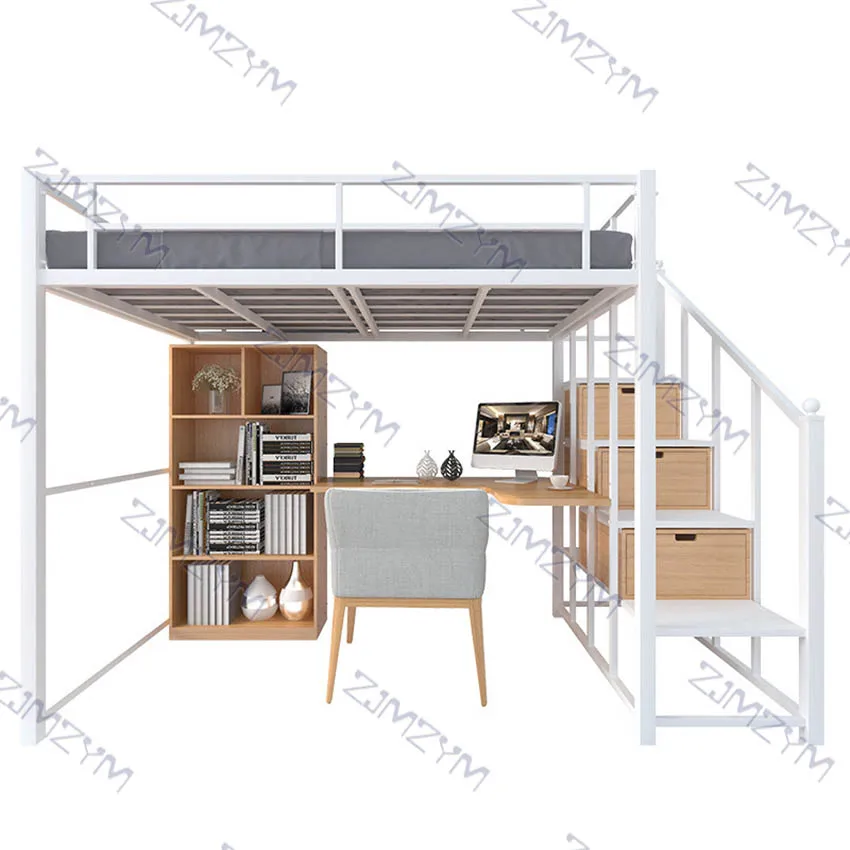 Nordic Metal Bed Space Saving Student Dormitory Bunk Sturdy Frame Easy Assembly Loft With GuardRail Ladder  | Мебель