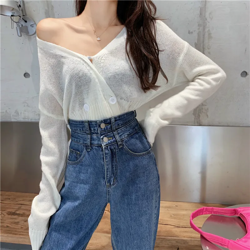 

Women Vintage Denim Pants Ladies Fashion Buttons High Waist Straight Jeans 2020 Autumn Winter Casual Jeans Black/Blue