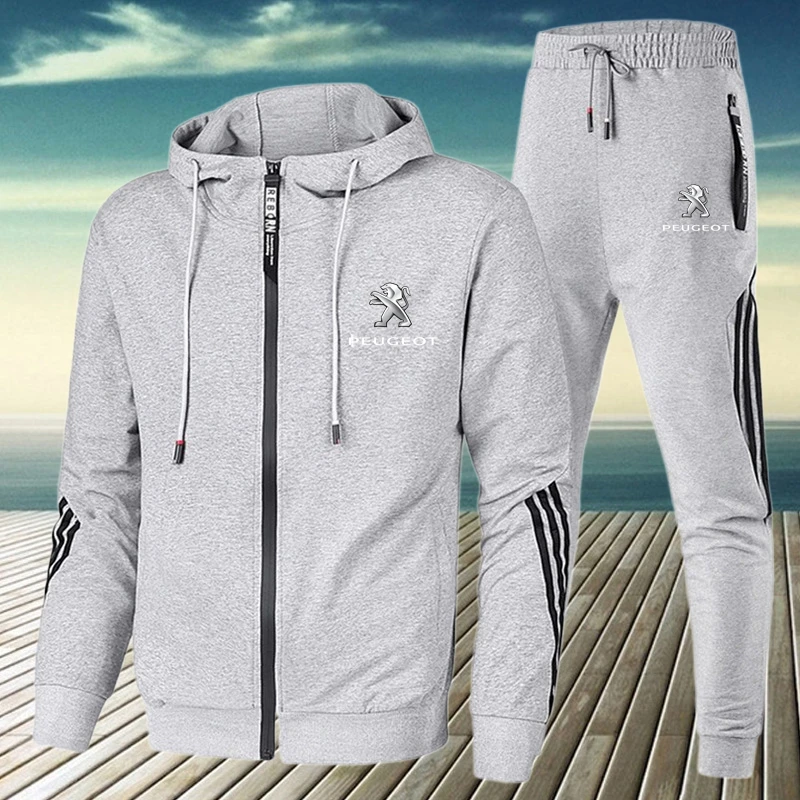 

2021 business high-end men's hooded track and field patchwork suit sports cardigan fashion suit + casual business zipper cardiga