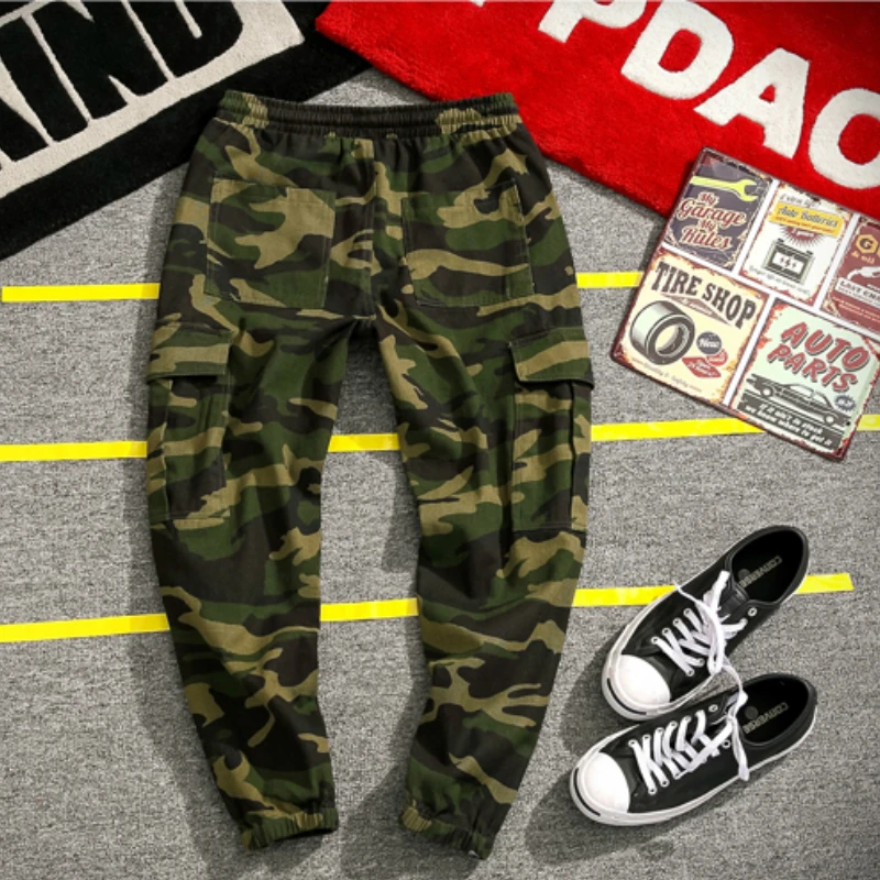 Мужские спортивные штаны в стиле Харадзюку повседневные камуфляжные с карманами