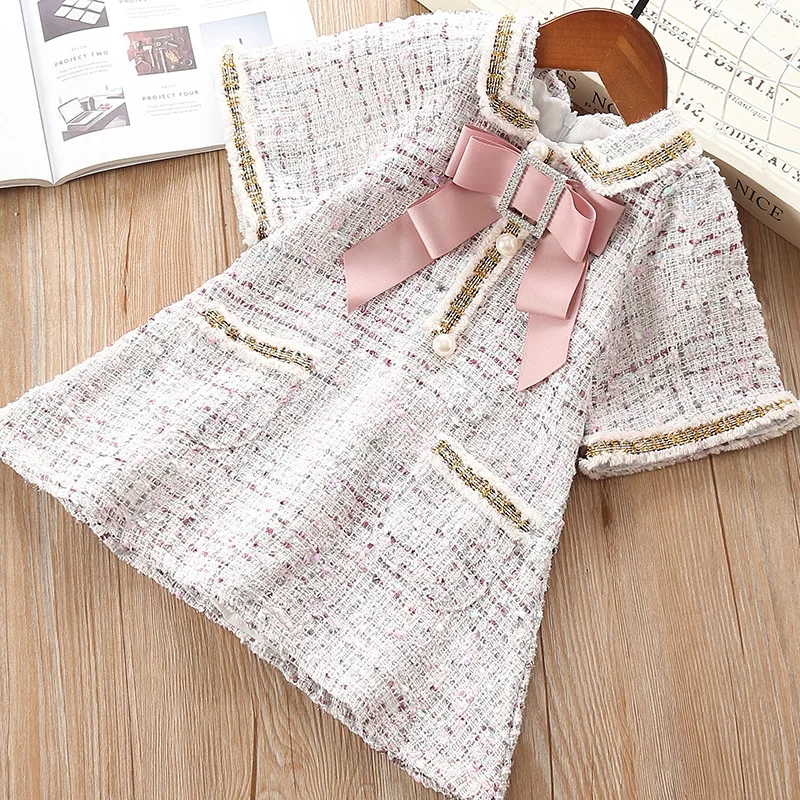 2019 Autumn Toddler Dresses Little Girls Short Sleeve Bowknot Fragrance A-line Princess Dress 2-8Yrs Kids Clothes Party | Детская одежда