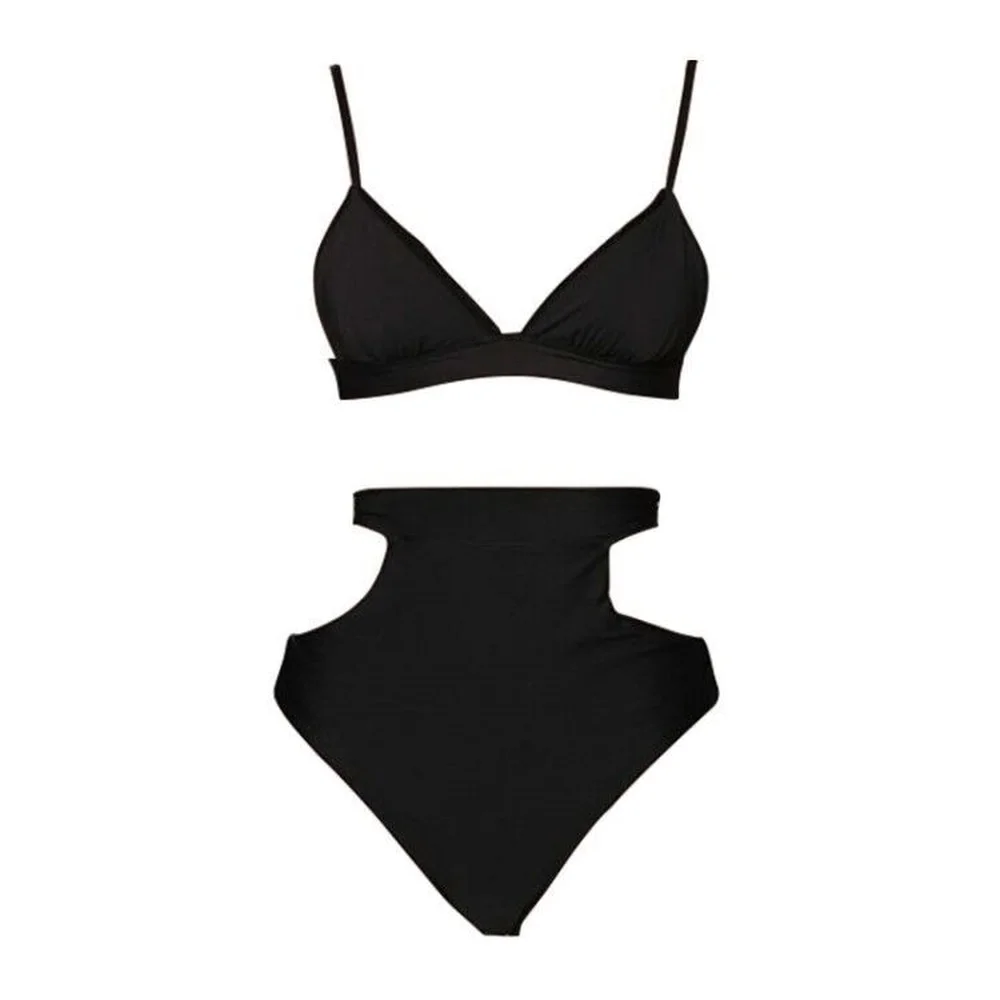 

2021 Hot new bikini swimsuit split high-waisted swimwear women's European and American swimsuit bikini bikini solid color