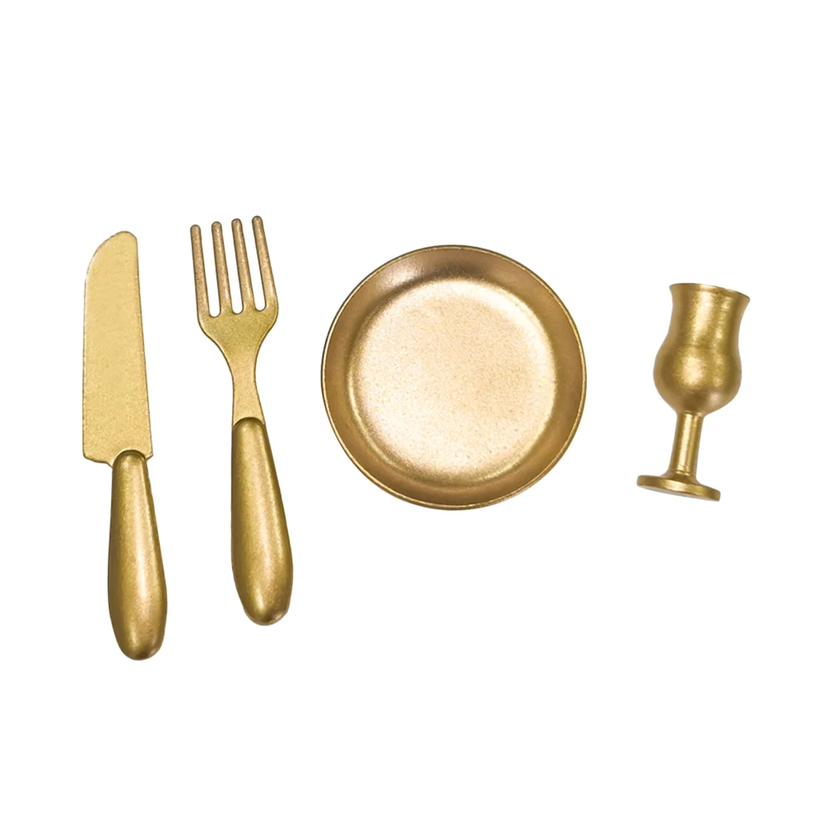 

4x 1:12 Metal Plate Fork Cup Tableware Kitchen Scenery Ornaments