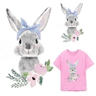 Милый кролик патч термо-Стикеры для одежды, для переноса утюгом для одежды нашивки с полосками для одежды теплопроводная поливинилхлоридная наклейки значки