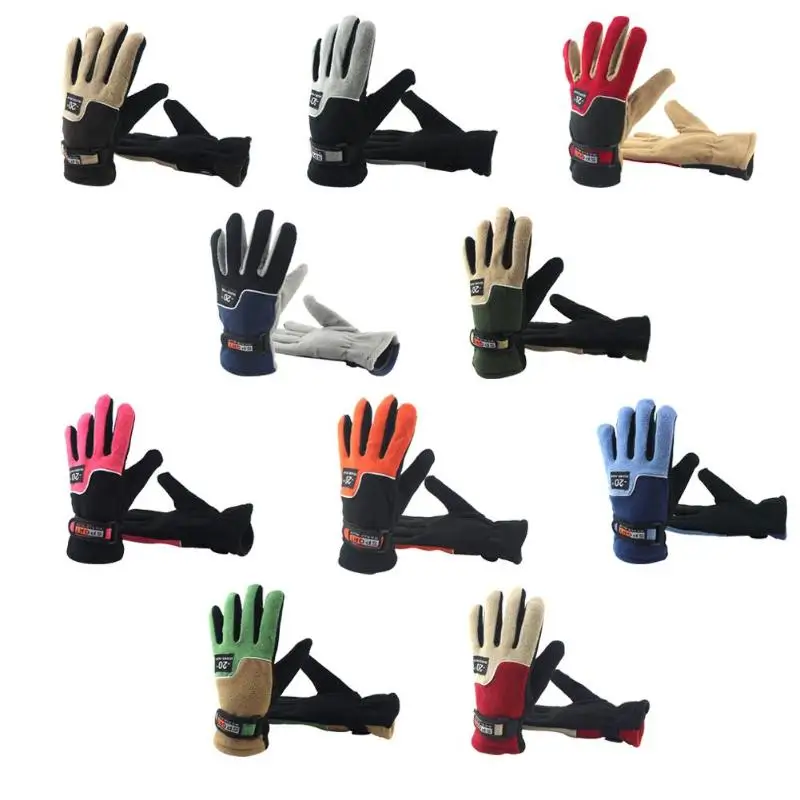 

Зимние флисовые теплые перчатки для мужчин и женщин, взрослые уличные мотоциклетные велосипедные ветрозащитные перчатки с закрытыми пальц...