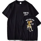 Футболка с тигром Токио в японском стиле Харадзюку, крутой топ с принтом, черная хлопковая футболка с коротким рукавом